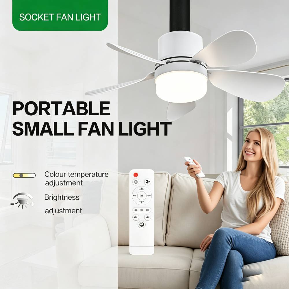 Lighting Decor Home - Lampu Kipas Soket dengan Remote, Kipas