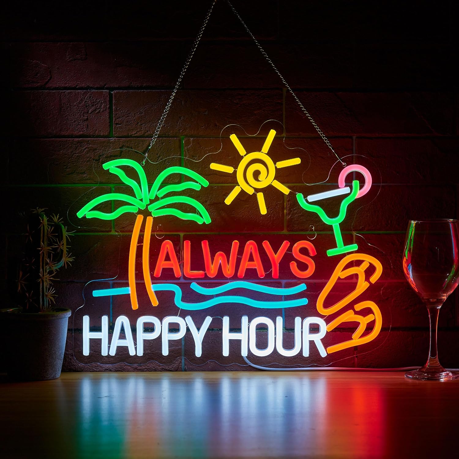 Lighting Decor Home - Neon Sign Bar Bir Happy Hour
