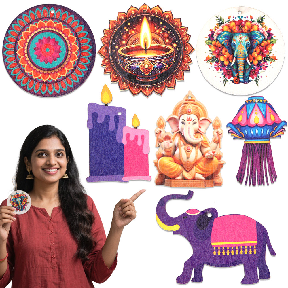 Lighting Decoration For Diwali - Dekorasi Bertema Diwali - Gantungan Kayu