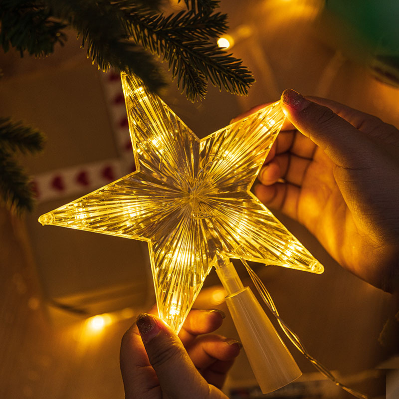 Home Decor Lighting Tree - 15/19/23cm Bintang Puncak Pohon Natal Lampu