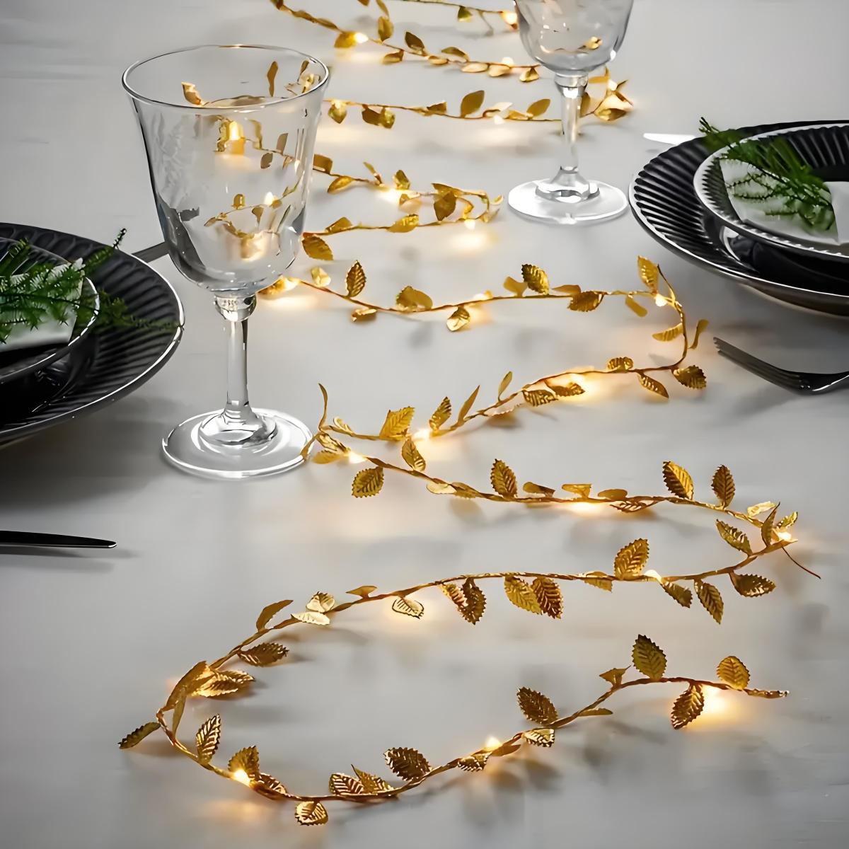 Lighting Decoration For Diwali - Lampu Peri Daun Emas Romantis -