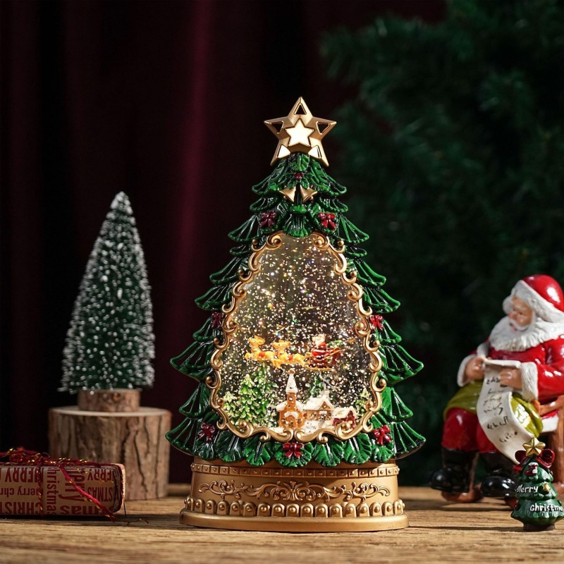 Home Decor Lighting Tree - Kotak Musik Bola Salju Natal dengan