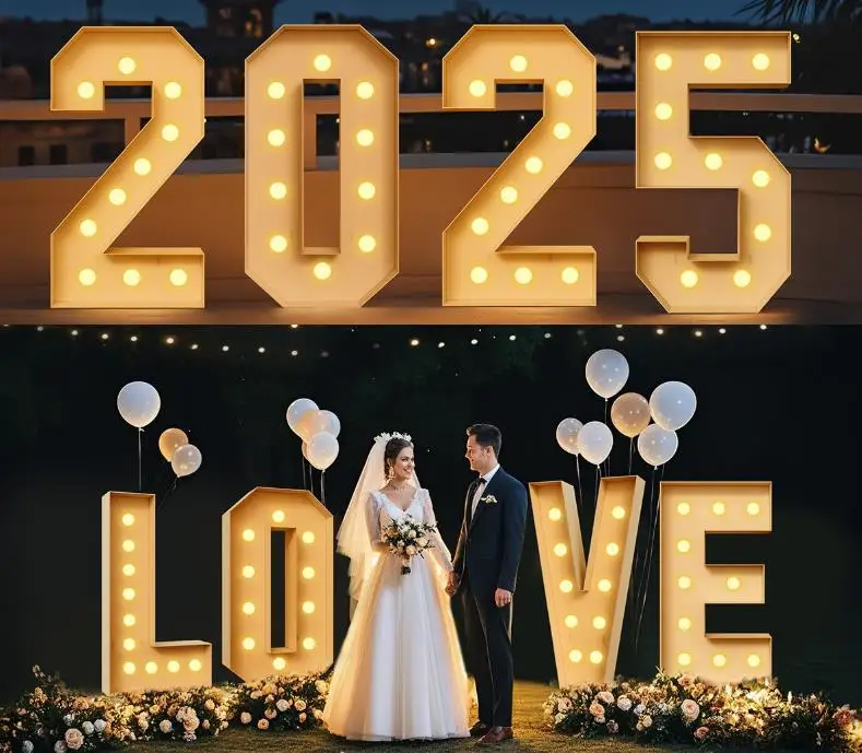 Light Up Letters Marquee - Angka Lampu Marquee dengan Lampu Putih