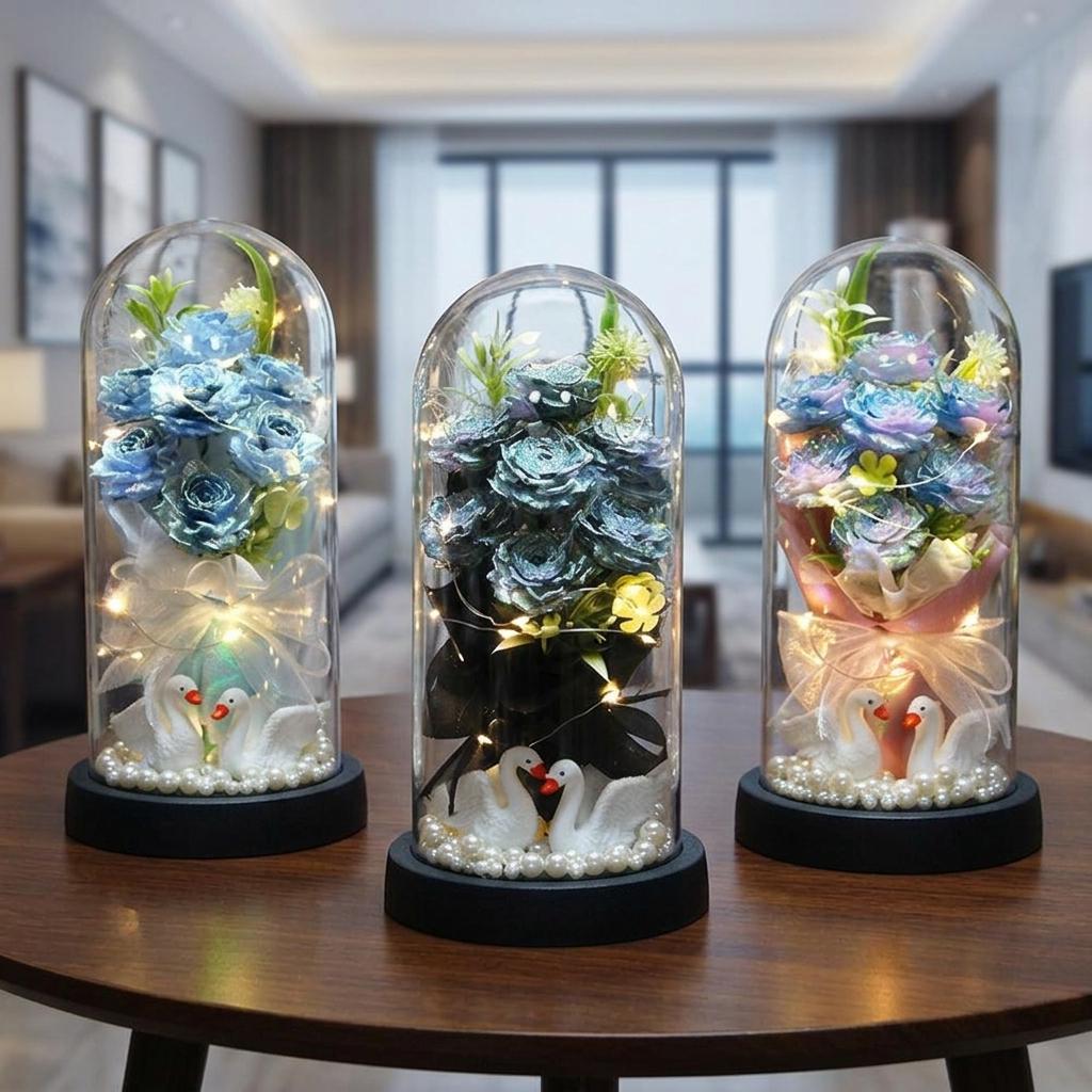 Lighting Decor Home - Ornamen Kubah Kaca Bunga Buatan Lembut