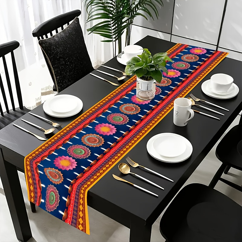 Lighting Decoration For Diwali - Taplak Meja Linen Motif Lampu untuk