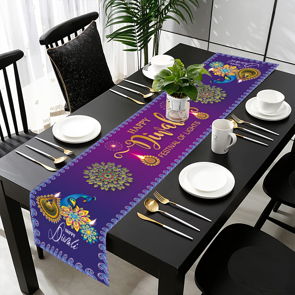 Lighting Decoration For Diwali - Taplak Meja Linen Motif Lampu untuk