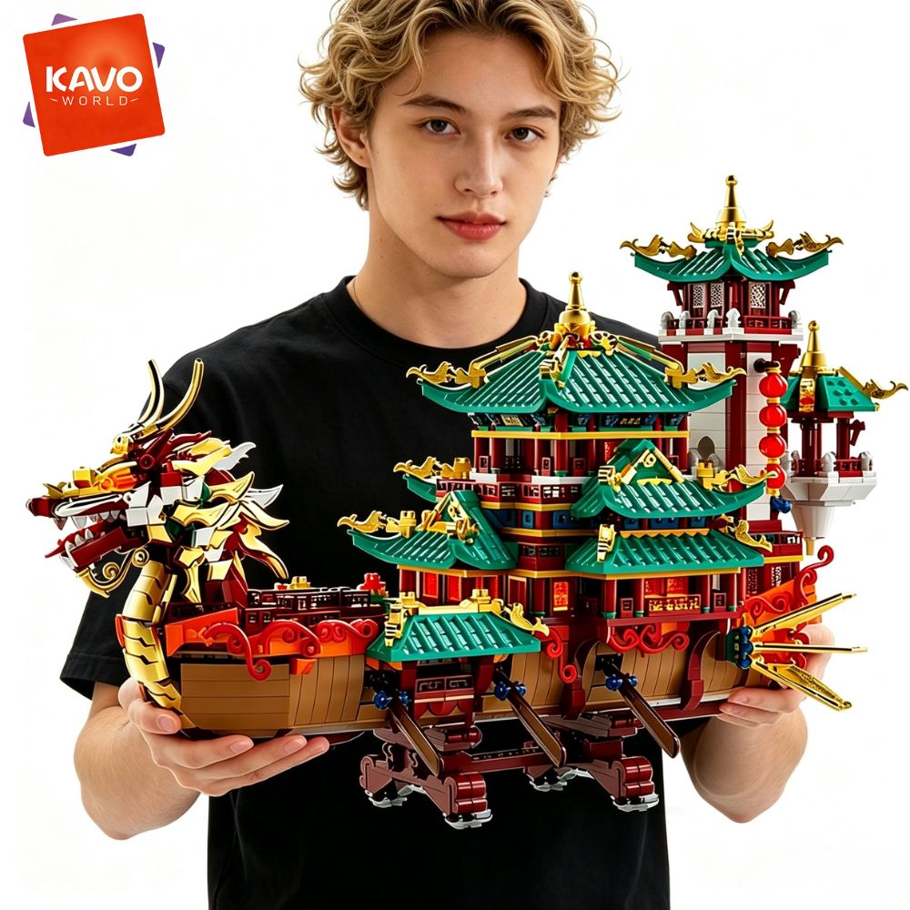 Lantern Paper Solar - KAVOWORLD 2453pcs Blok Bangunan Perahu Naga