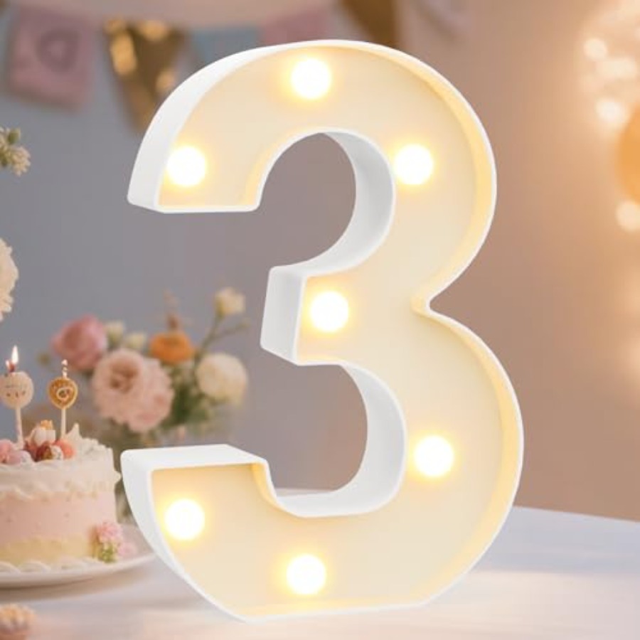 Light Up Letters Marquee - Lampu LED Dekoratif Berbentuk Angka, Lampu