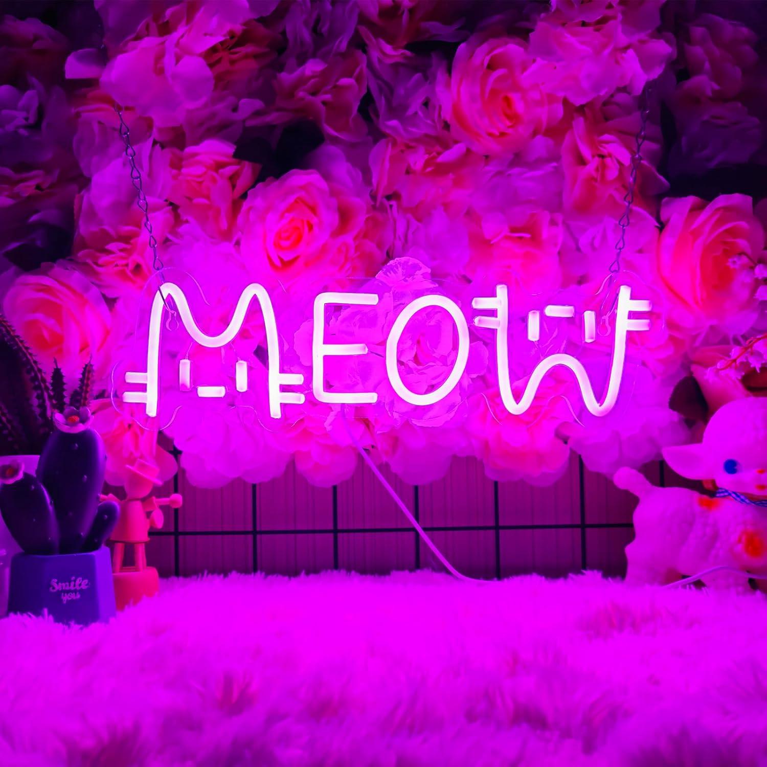 Lighting Decor Home - Lampu Neon LED Meow Bertenaga USB,