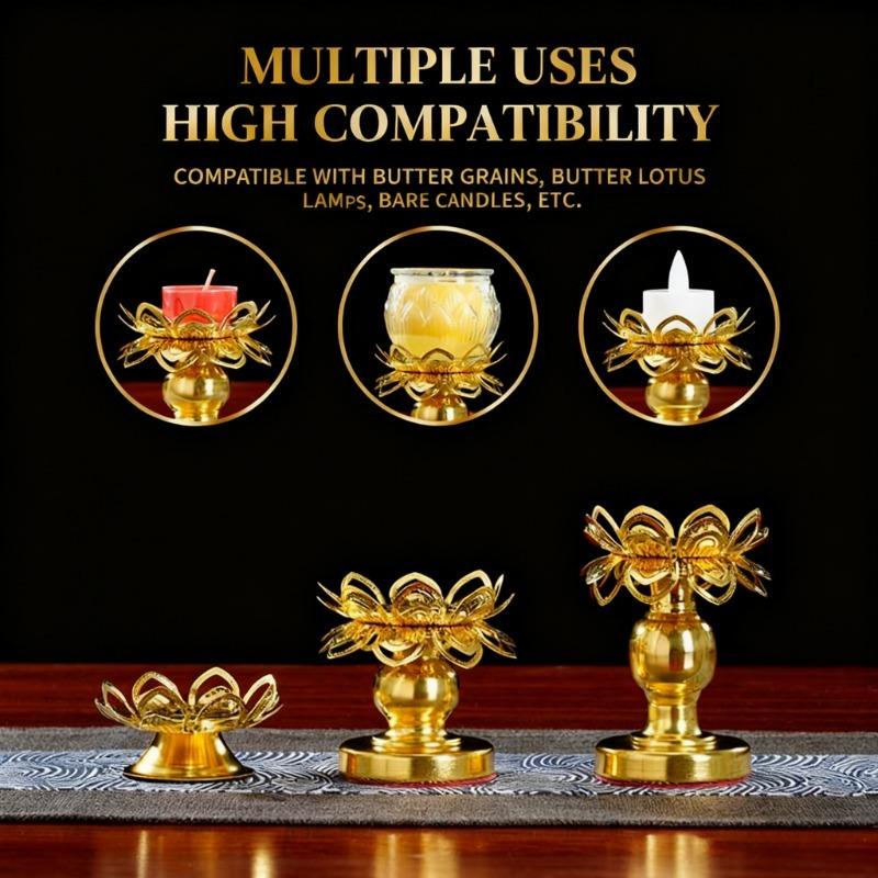 Lighting Decoration For Diwali - 2 Buah Tempat Lilin Lotus Emas