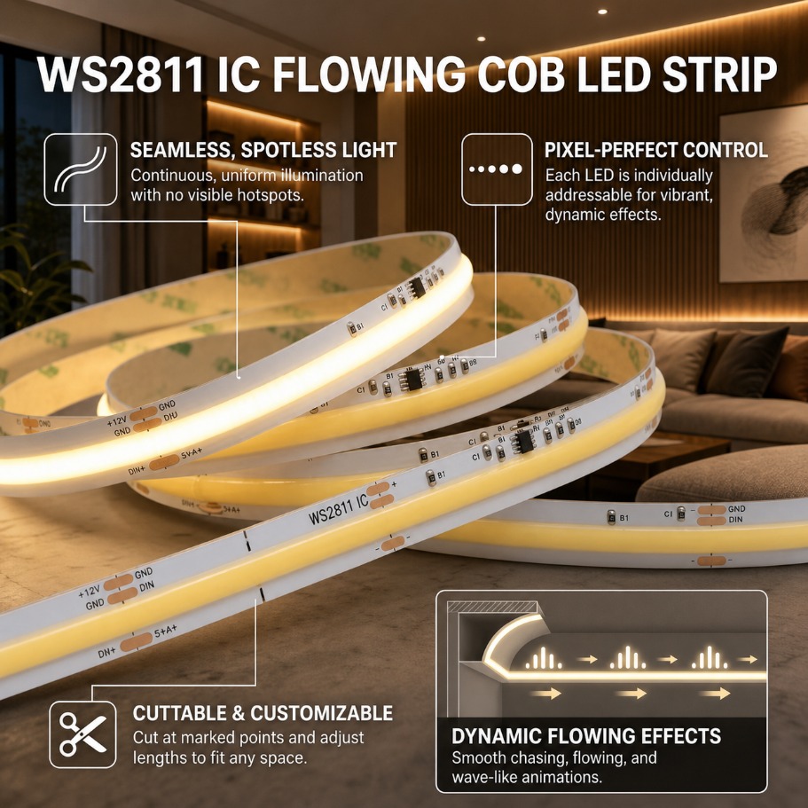 Orange Lighting Decor - DC24V WS2811 Strip LED COB yang