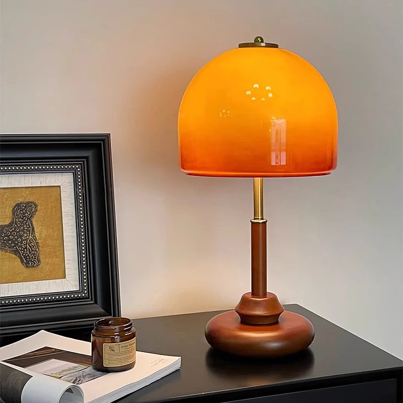 Lighting Home Decor Ideas - Lampu Meja Dekoratif Kaca Berwarna Walnut