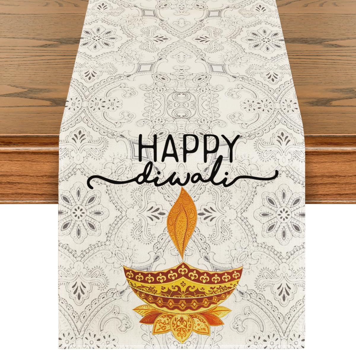 Lighting Decoration For Diwali - Taplak Meja Linen Motif Lampu untuk