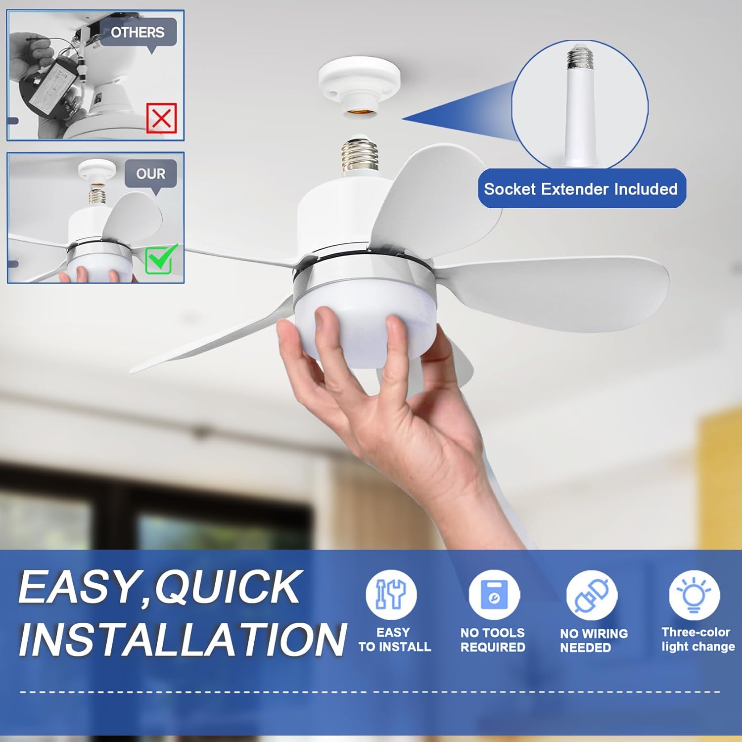 Lampu Kipas Soket dengan Remot - Lighting Decor Home ulasan dan harga