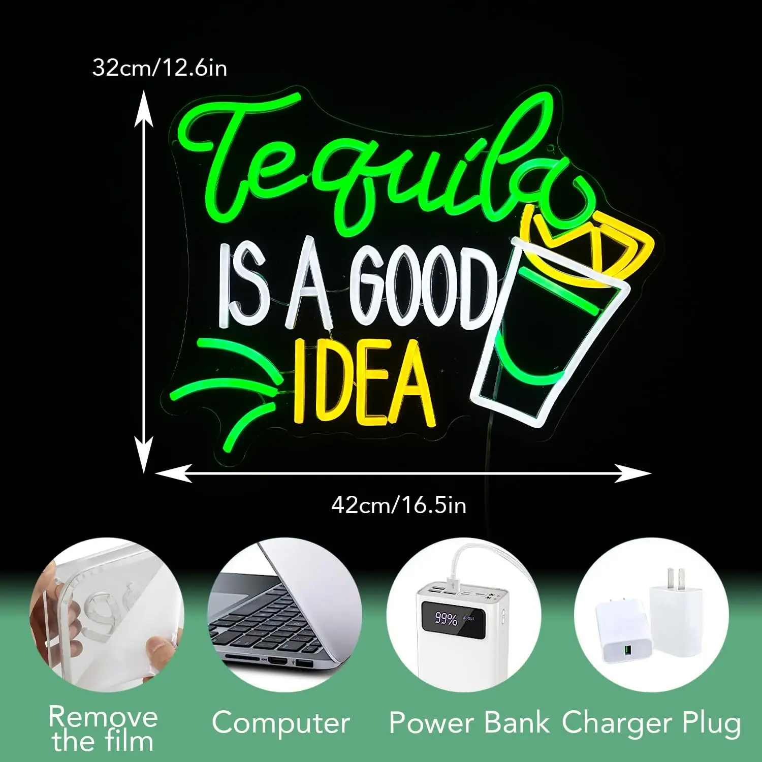 Lampu Neon Tequila USB Dimmabl - Lighting Home Decor Ideas ulasan dan harga