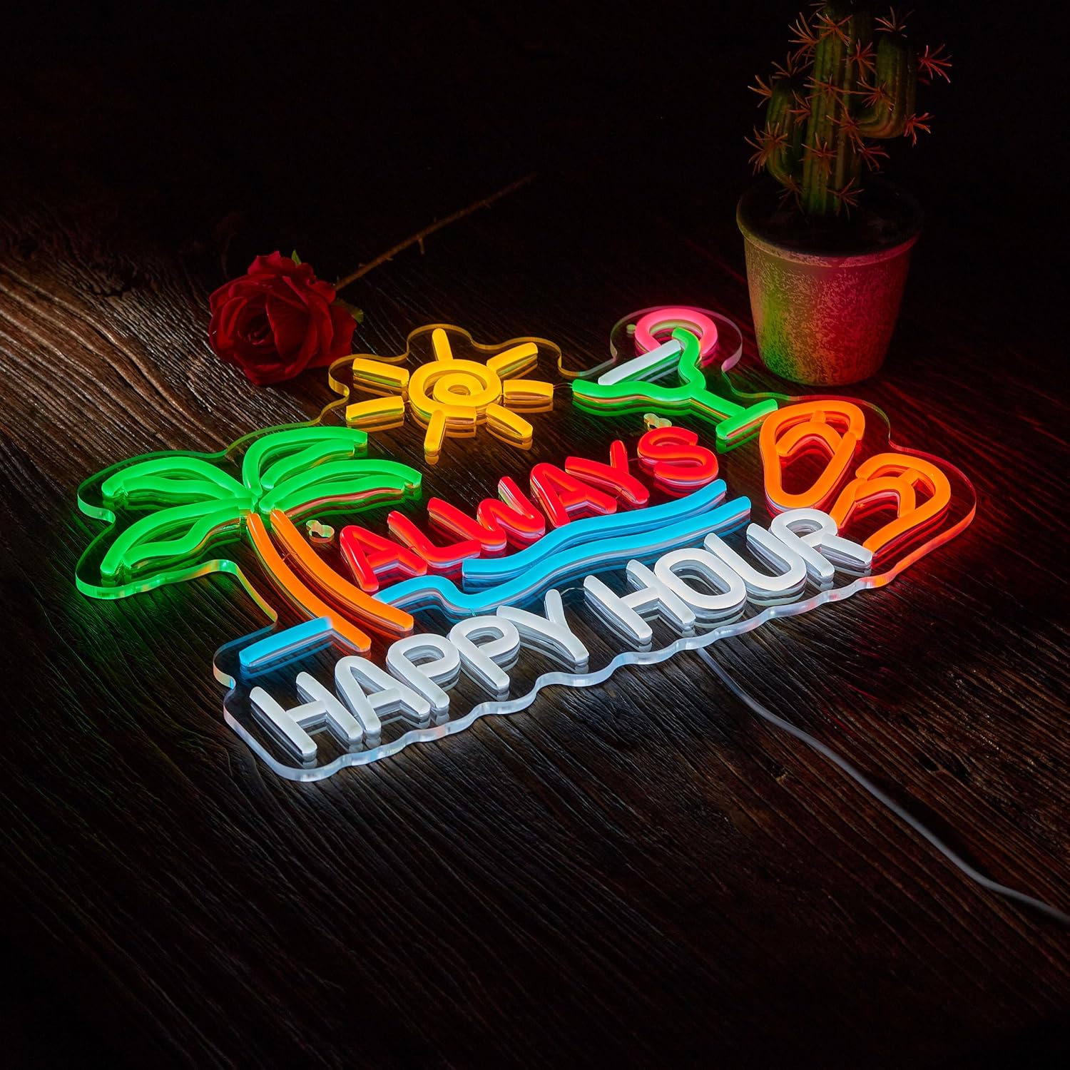Neon Sign Bar Bir Happy Hour u - Lighting Decor Home ulasan dan harga
