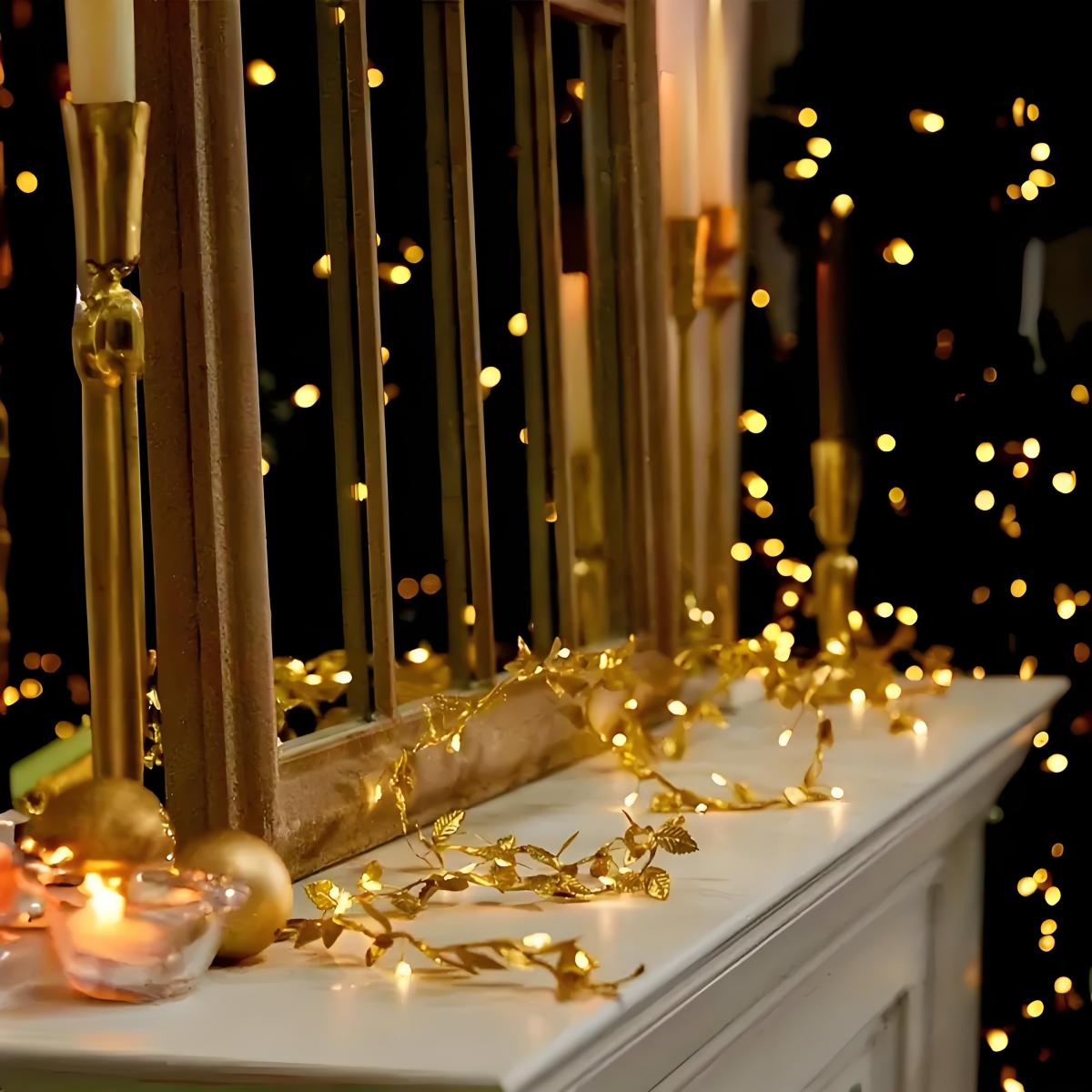 Lampu Peri Daun Emas Romantis  - Lighting Decoration For Diwali ulasan dan harga