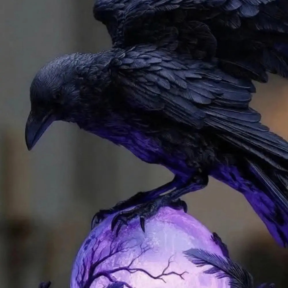 Lampu LED Gothic Raven Patung  - Unique Lighting Decor ulasan dan harga