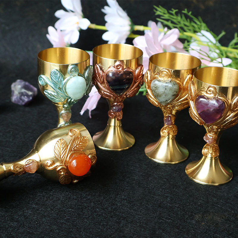 Gelas Anggur Kuningan Berhias  - Vintage Lighting Decor ulasan dan harga
