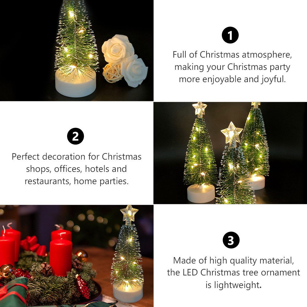 3Pcs Hiasan Pohon Natal Mini L - Home Decor Lighting Tree ulasan dan harga