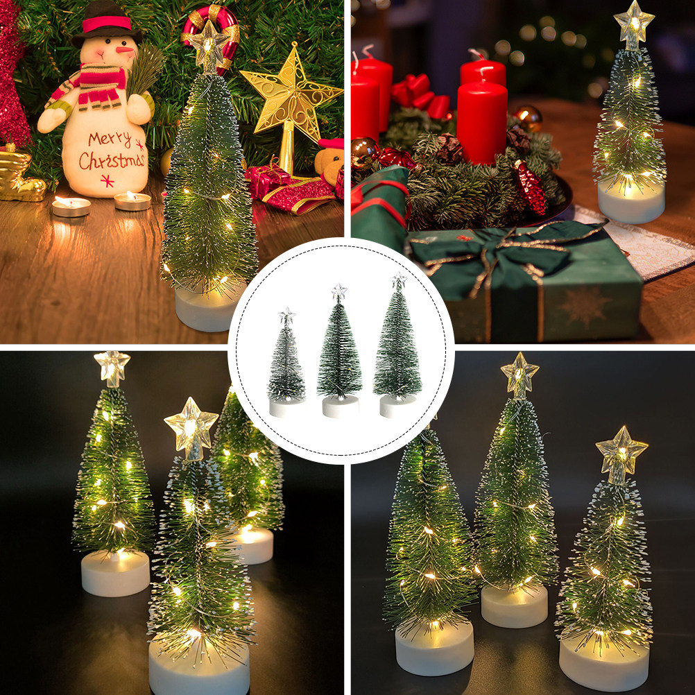 3Pcs Hiasan Pohon Natal Mini L - Home Decor Lighting Tree ulasan dan harga