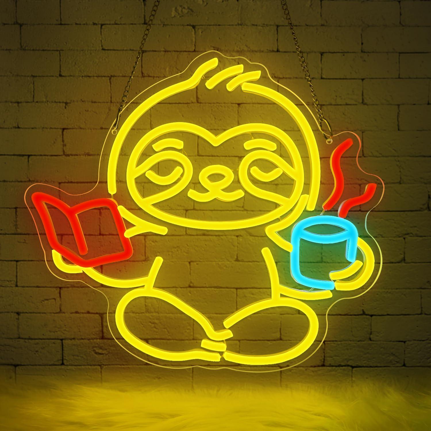 Lampu LED USB Neon Sign Sloth  - Lighting Decor Home ulasan dan harga