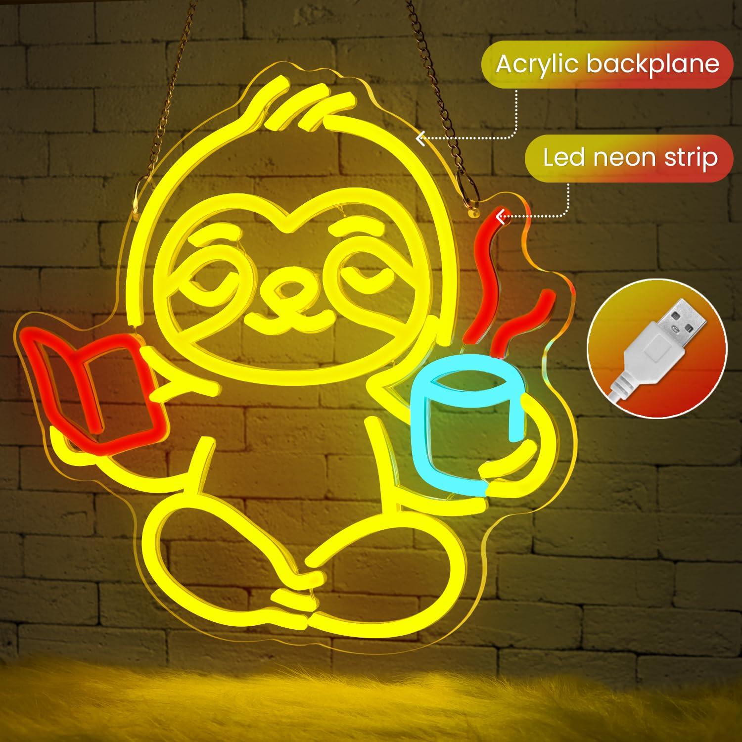 Lampu LED USB Neon Sign Sloth  - Lighting Decor Home ulasan dan harga