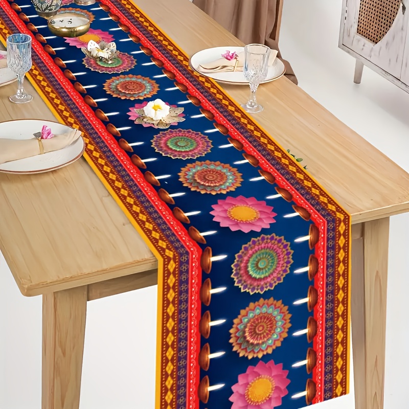 Taplak Meja Linen Motif Lampu  - Lighting Decoration For Diwali ulasan dan harga