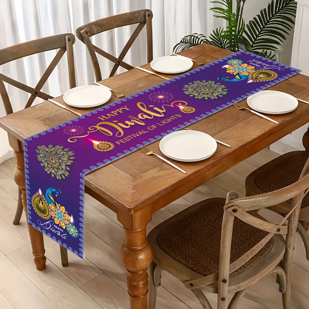 Taplak Meja Linen Motif Lampu  - Lighting Decoration For Diwali ulasan dan harga
