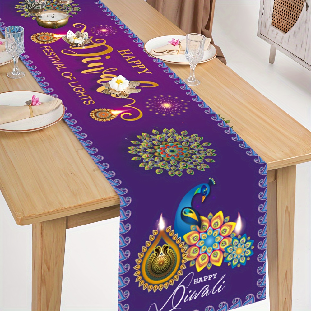 Taplak Meja Linen Motif Lampu  - Lighting Decoration For Diwali ulasan dan harga