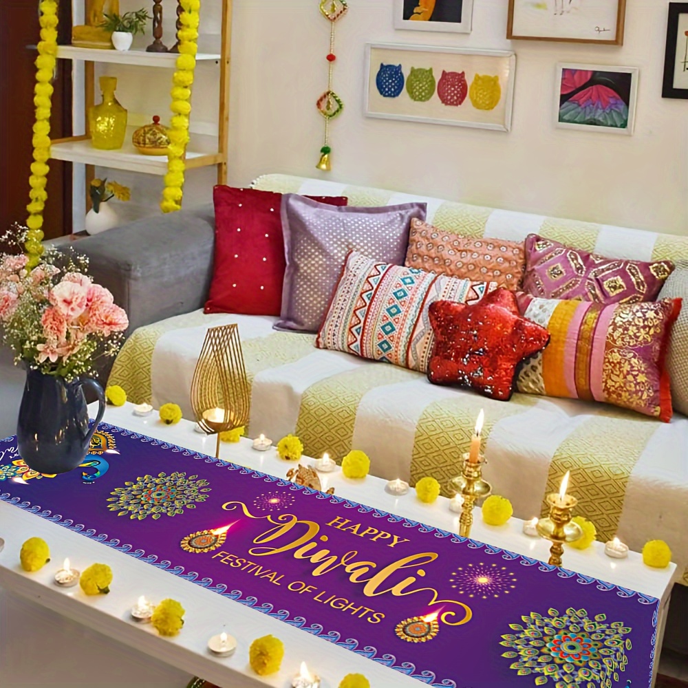 Taplak Meja Linen Motif Lampu  - Lighting Decoration For Diwali ulasan dan harga