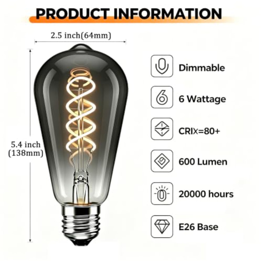 4 Pak Bohlam LED Edison ST64 S - Vintage Lighting Decor ulasan dan harga