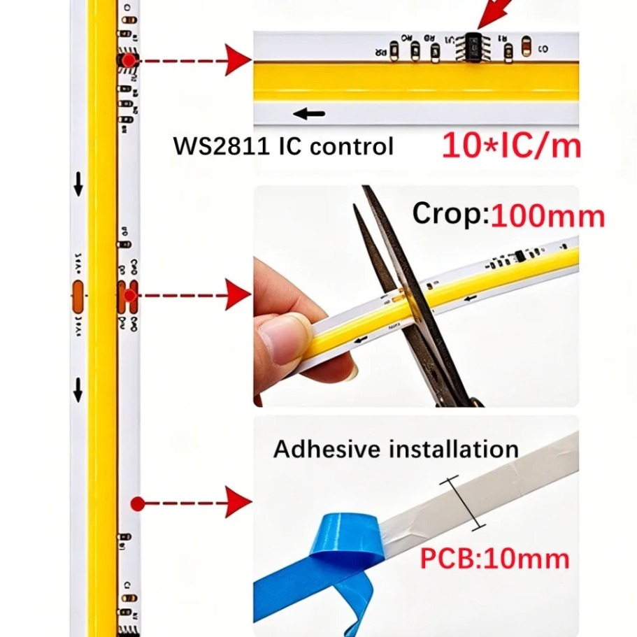 DC24V WS2811 Strip LED COB yan - Orange Lighting Decor ulasan dan harga