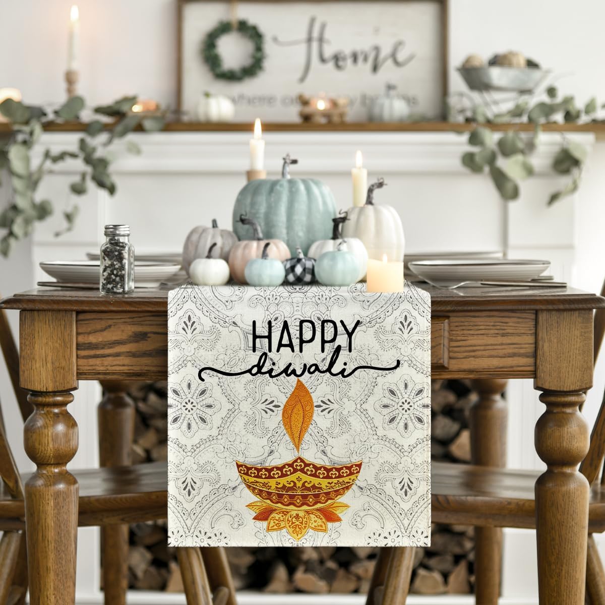 Taplak Meja Linen Motif Lampu  - Lighting Decoration For Diwali ulasan dan harga