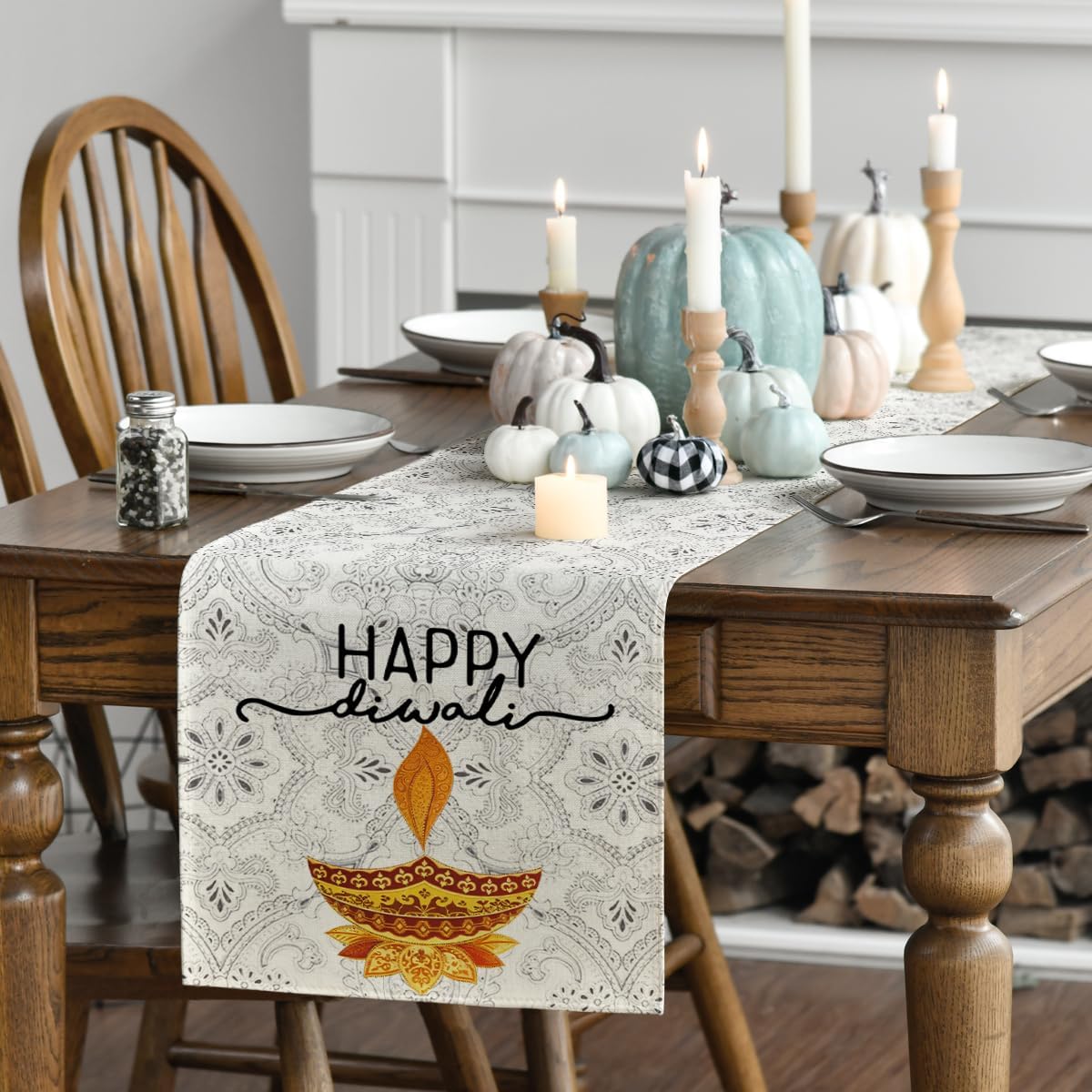 Taplak Meja Linen Motif Lampu  - Lighting Decoration For Diwali ulasan dan harga
